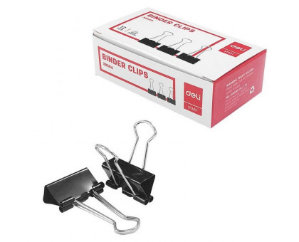 Затискач для паперу DELI 38564Е чорний 25мм картонне пакування Економ